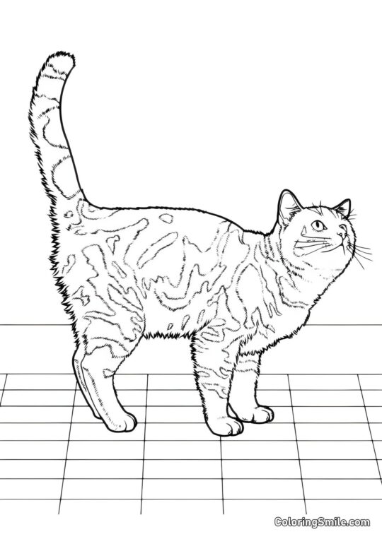 Кішка на кухні, чекає на обід Кішка на кухні, чекає на обід - Розмальовка