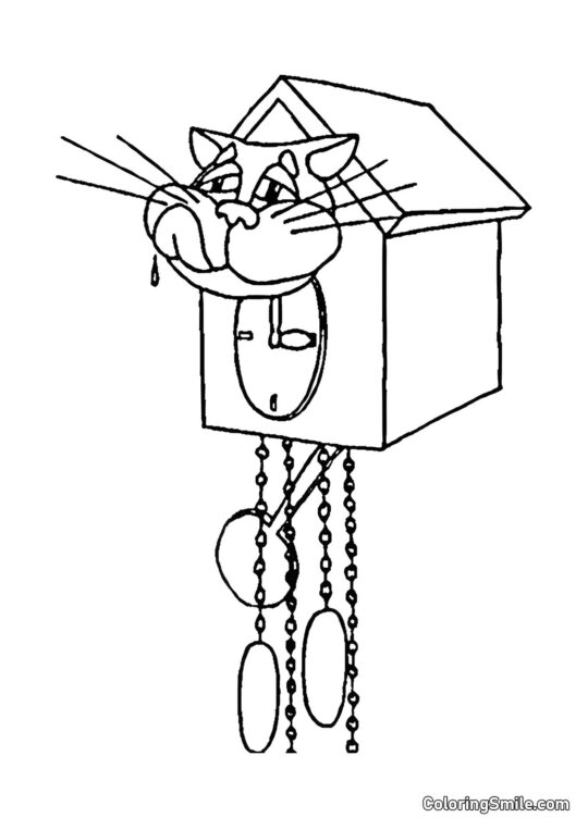 Кішка в антикварному годиннику Кішка в антикварному годиннику - Розмальовка
