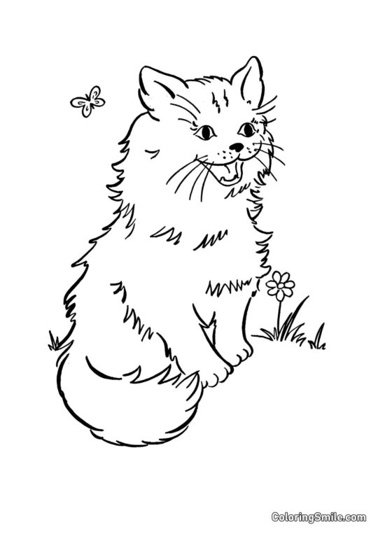 Щаслива кішка Щаслива кішка - Розмальовка