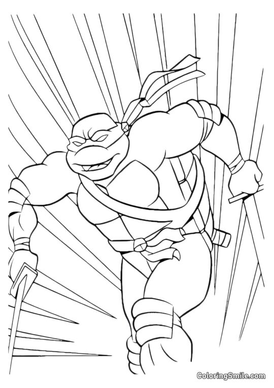 Рафаель біжить з дагерами - Розмальовка