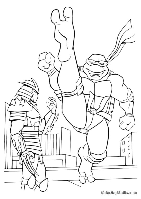 Черепашка-ніндзя та Шреддер - Розмальовка