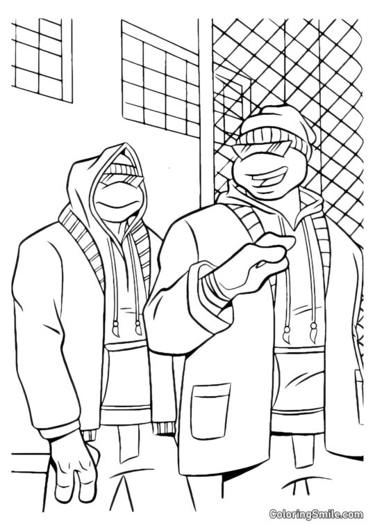 Черепашки-ніндзя в маскуванні - Розмальовка