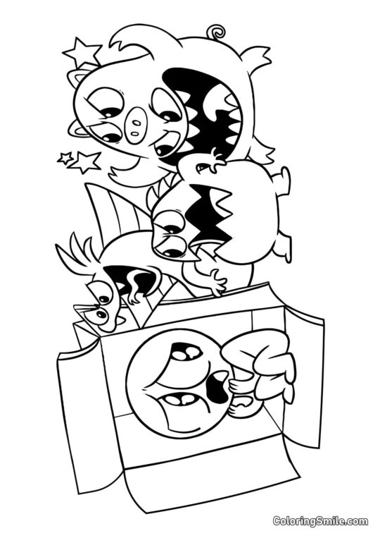 Гравець ховається в коробці від монстрів дитячого садка Банбан - Розмальовка