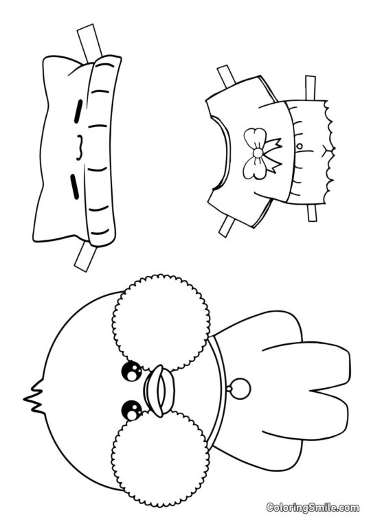 Лалафанфан у одязі (майка, спідниця і капелюх) - Розмальовка