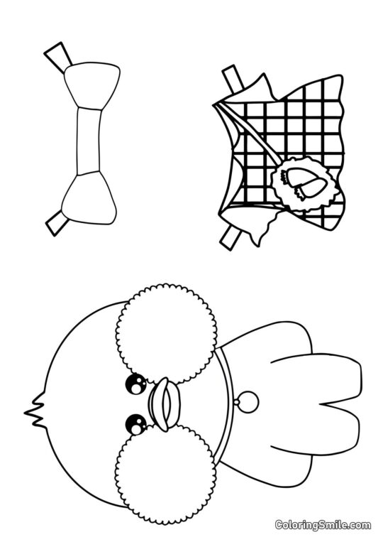 Лалафанфан у одязі (сукня і бант) - Розмальовка