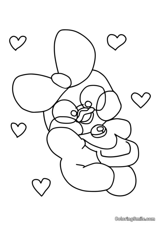 Лалафанфан качка з сердечками - Розмальовка