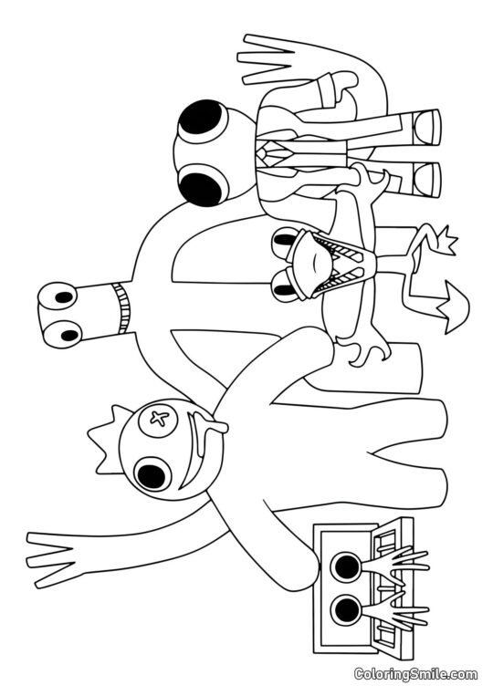 Rainbow Friends всі разом - Розмальовка