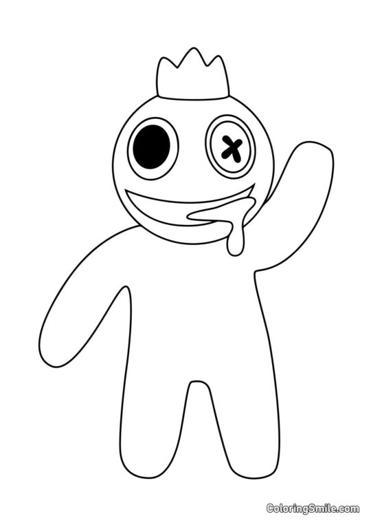 Синій з Rainbow Friends вітається - Розмальовка