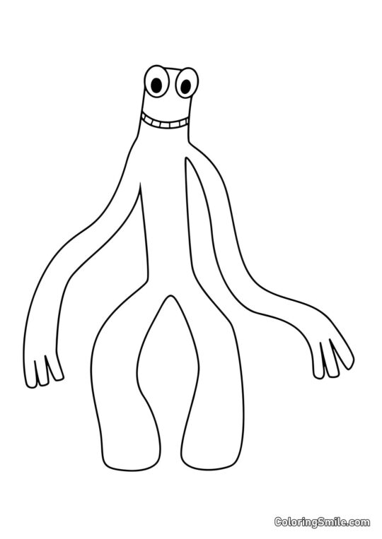 Усміхнений Зелений з Rainbow Friends - Розмальовка