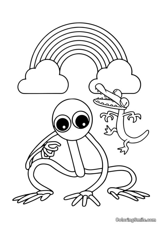 Фіолетовий і Оранжевий з Rainbow Friends - Розмальовка