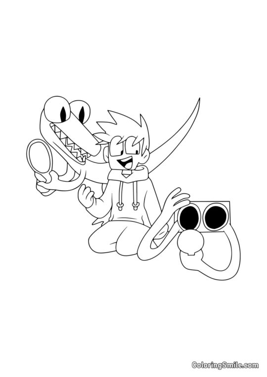 Оранжевий і Фіолетовий з гравцем - Розмальовка