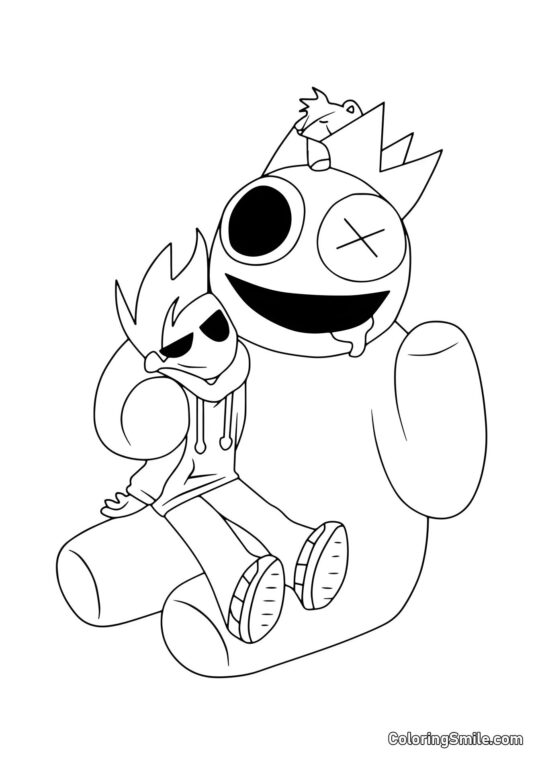 Синій відпочиває з гравцем - Розмальовка