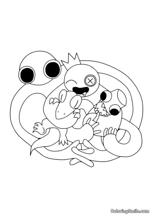 Rainbow Friends обіймаються - Розмальовка