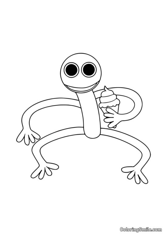 Фіолетовий Rainbow Friends з морозивом - Розмальовка