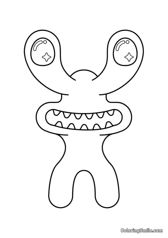 Кавайний Рожевий з Rainbow Friends - Розмальовка