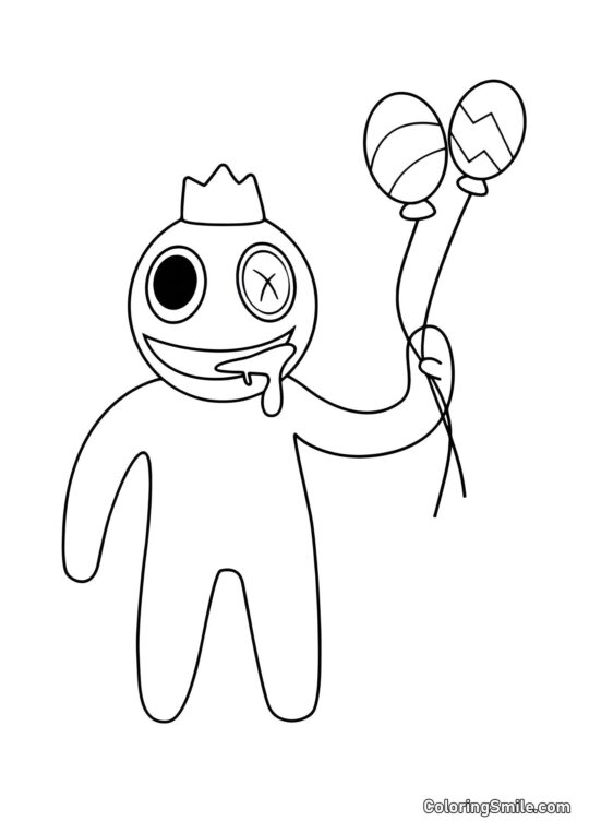 Синій з повітряними кулями - Розмальовка