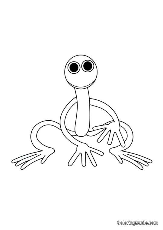 Фіолетовий Rainbow Friends сидить - Розмальовка