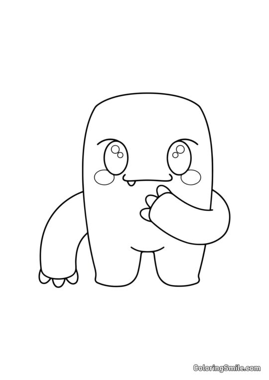 Кавайний Зелений з Rainbow Friends - Розмальовка