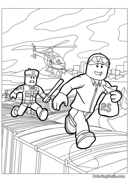 Roblox Тікає від Поліції - Розмальовка