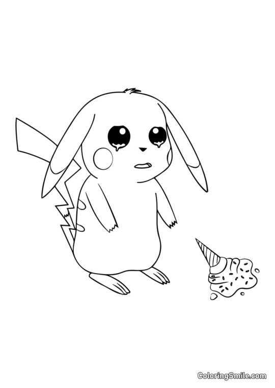 Пікачу впустив морозиво Пікачу впустив морозиво - Розмальовка