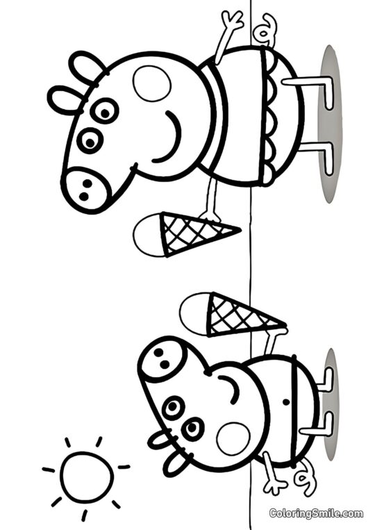Пеппа і Джордж з Морозивом Пеппа і Джордж з Морозивом - Розмальовка