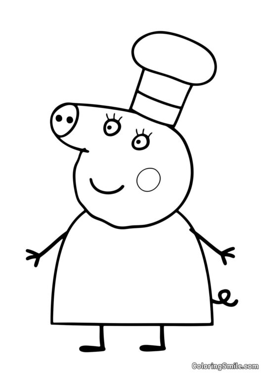 Мама Свинка в Кепці Шефа Мама Свинка в Кепці Шефа - Розмальовка