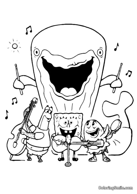 Губка Боб стрибає - Розмальовка