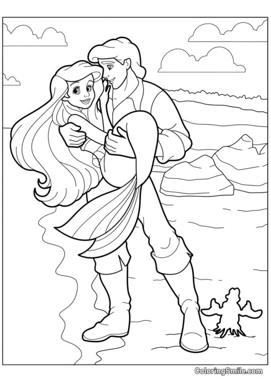 Аріель в обіймах принца Аріель в обіймах принца - Розмальовка