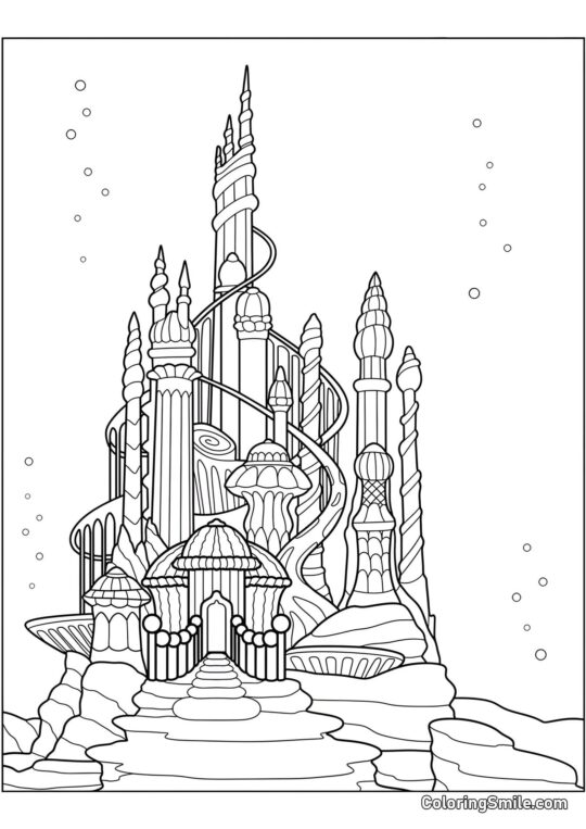 Підводний замок русалки Підводний замок русалки - Розмальовка