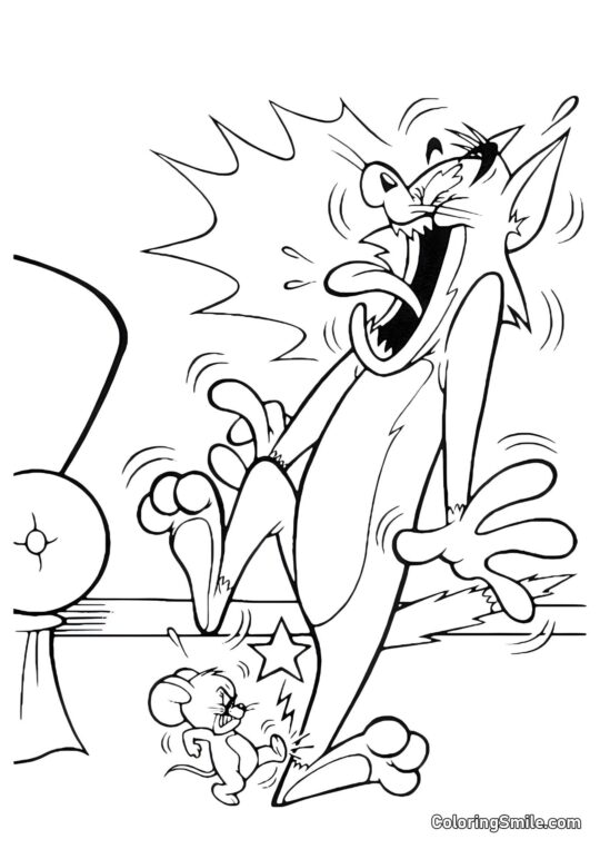 Джеррі наступив на ногу Тома - Розмальовка