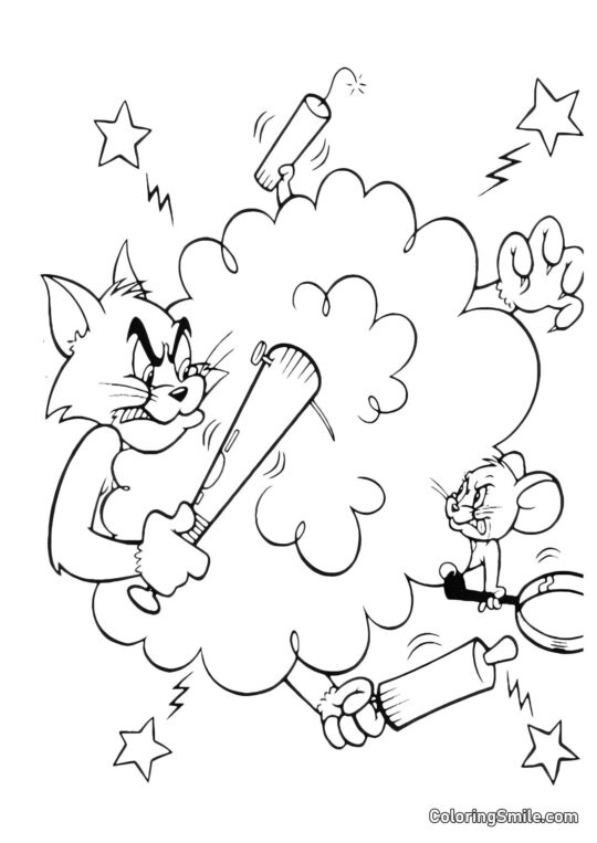 Ох, як сердиті Том і Джеррі - Розмальовка