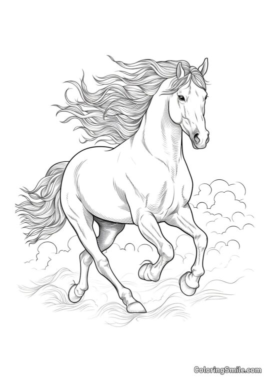 Жеребець з красивою гривою Жеребець з красивою гривою - Розмальовка