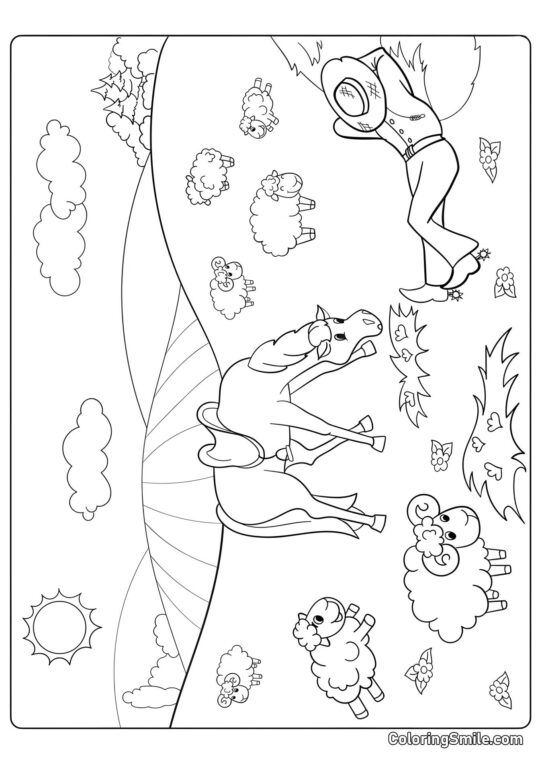 Кінь і овечка Кінь і овечка - Розмальовка