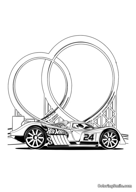 Гарячі Колеса з Фоном Траси - Розмальовка