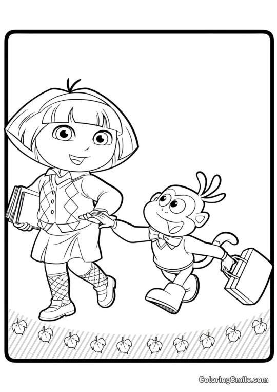 Дора-дослідниця йде до школи - Розмальовка