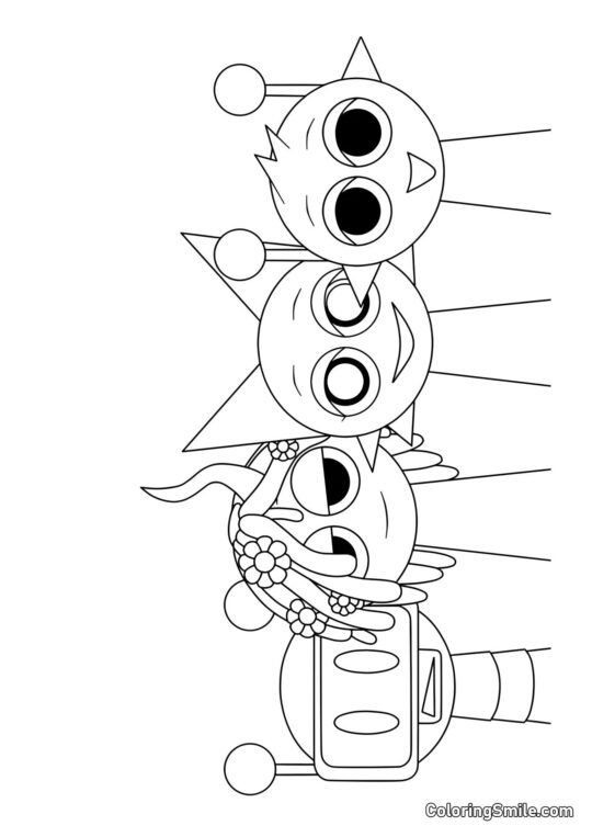 Спрункі Веселий Бот, Вінерія, Венда і Саймон Спрункі Веселий Бот, Вінерія, Венда і Саймон - Розмальовка