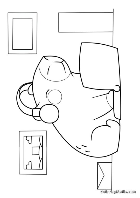 Капібара з ноутбуком - Розмальовка