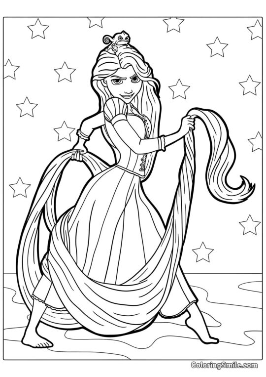 Красива Рапунцель і вірний Паскаль - Розмальовка