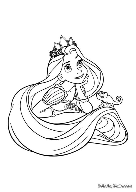 Рапунцель і Паскаль мріють - Розмальовка