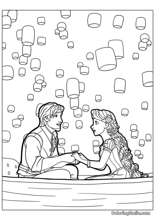 Юджин, Рапунцель і ліхтарі - Розмальовка