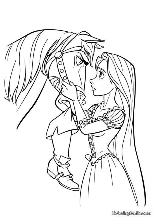 Рапунцель розмовляє з Максімусом - Розмальовка