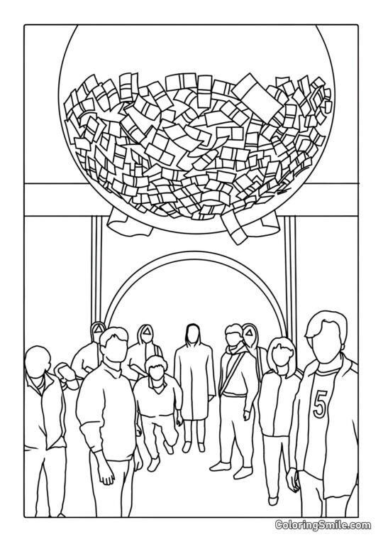 Грошовий м’яч з Гри в кальмара - Розмальовка