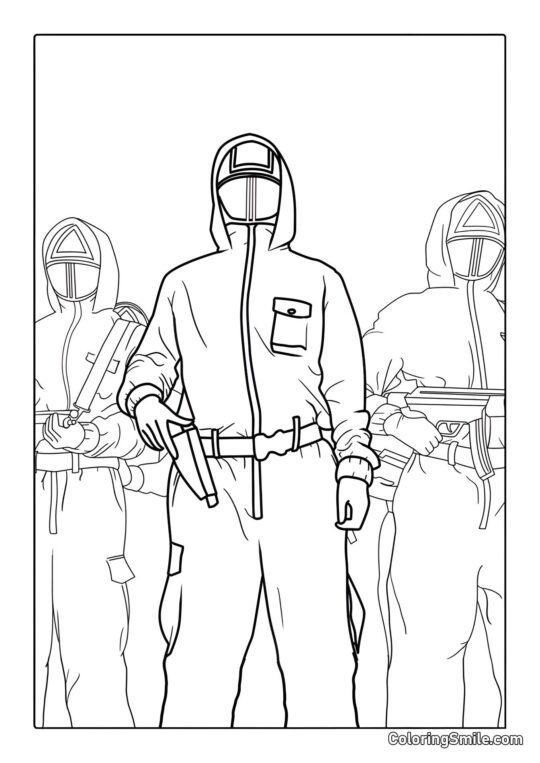 Три охоронці з Гри в кальмара - Розмальовка