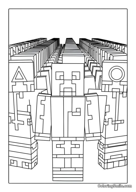 Minecraft на Грі в кальмара - Розмальовка
