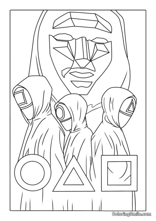 Ведучий та працівники з Гри в кальмара - Розмальовка