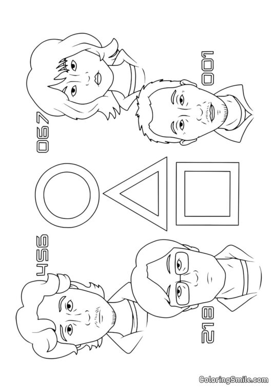 Аватари гравців з Гри в кальмара - Розмальовка