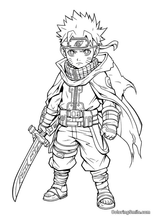 Милий Наруто з мечем - Розмальовка