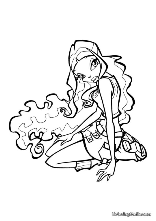 Лейла сидить на підлозі - Розмальовка