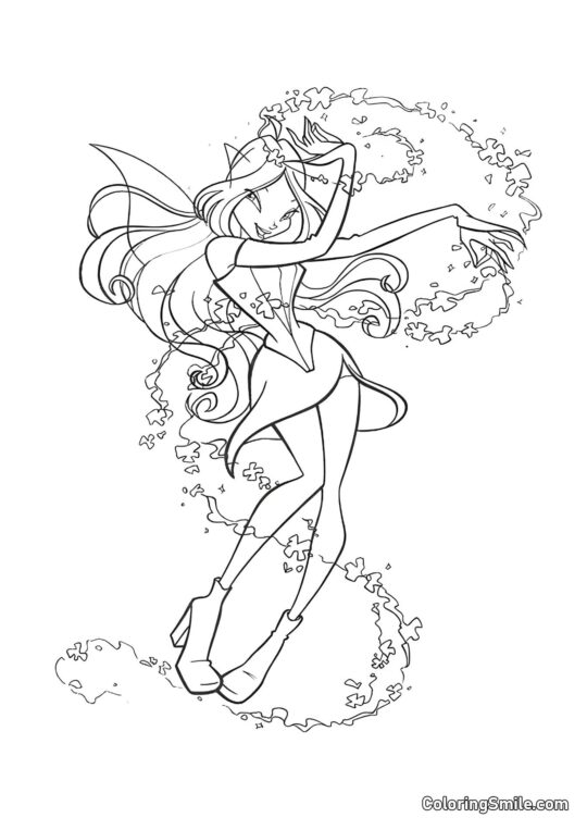Магічна фея Флора - Розмальовка