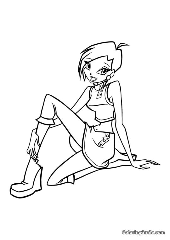 Текна сидить на підлозі - Розмальовка